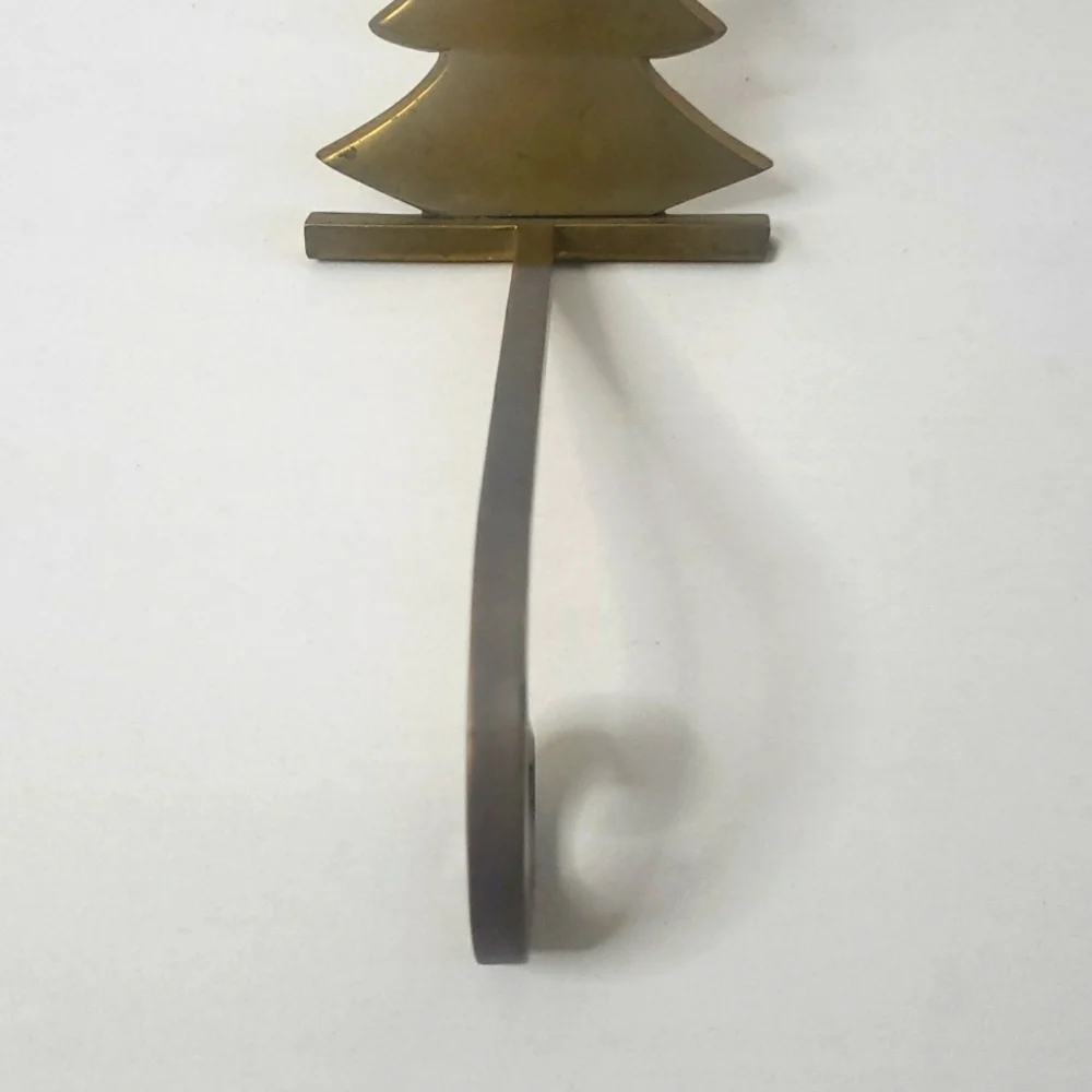 Vintage Cost Plus Brass Christmas Tree Stocking Holder For Mantel